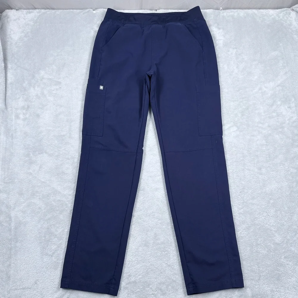 Figs Axim Cargo Scrub Pants Mens Medium Navy Blue Drawstring Technical T2001